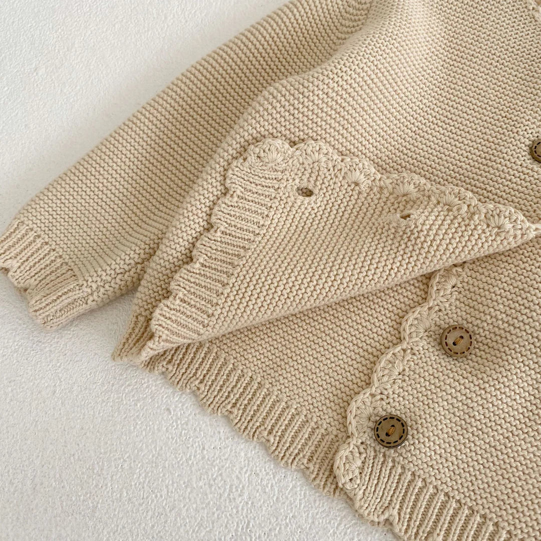 Cream Knitted Cardigan Sweater