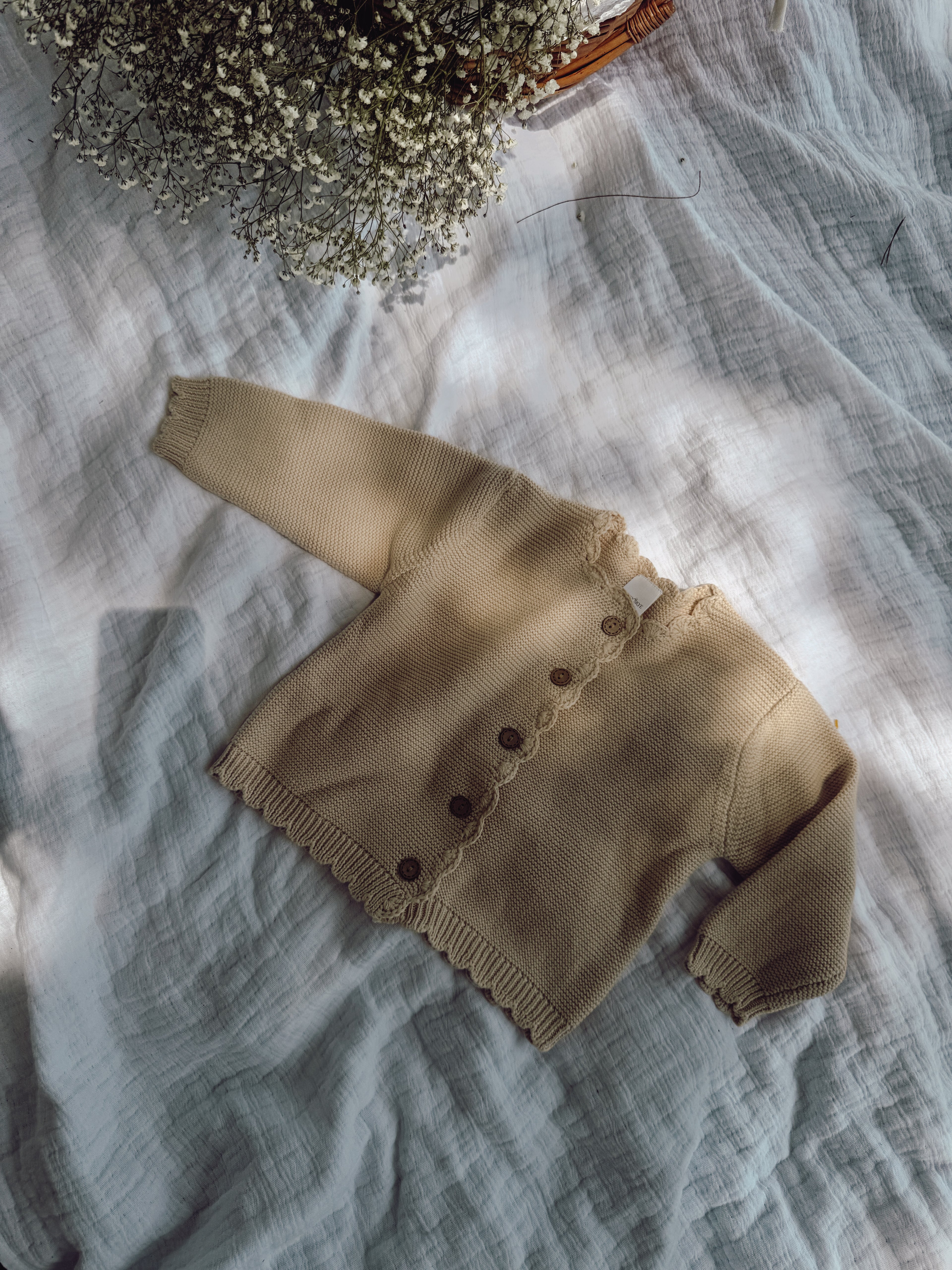 Cream Knitted Cardigan Sweater