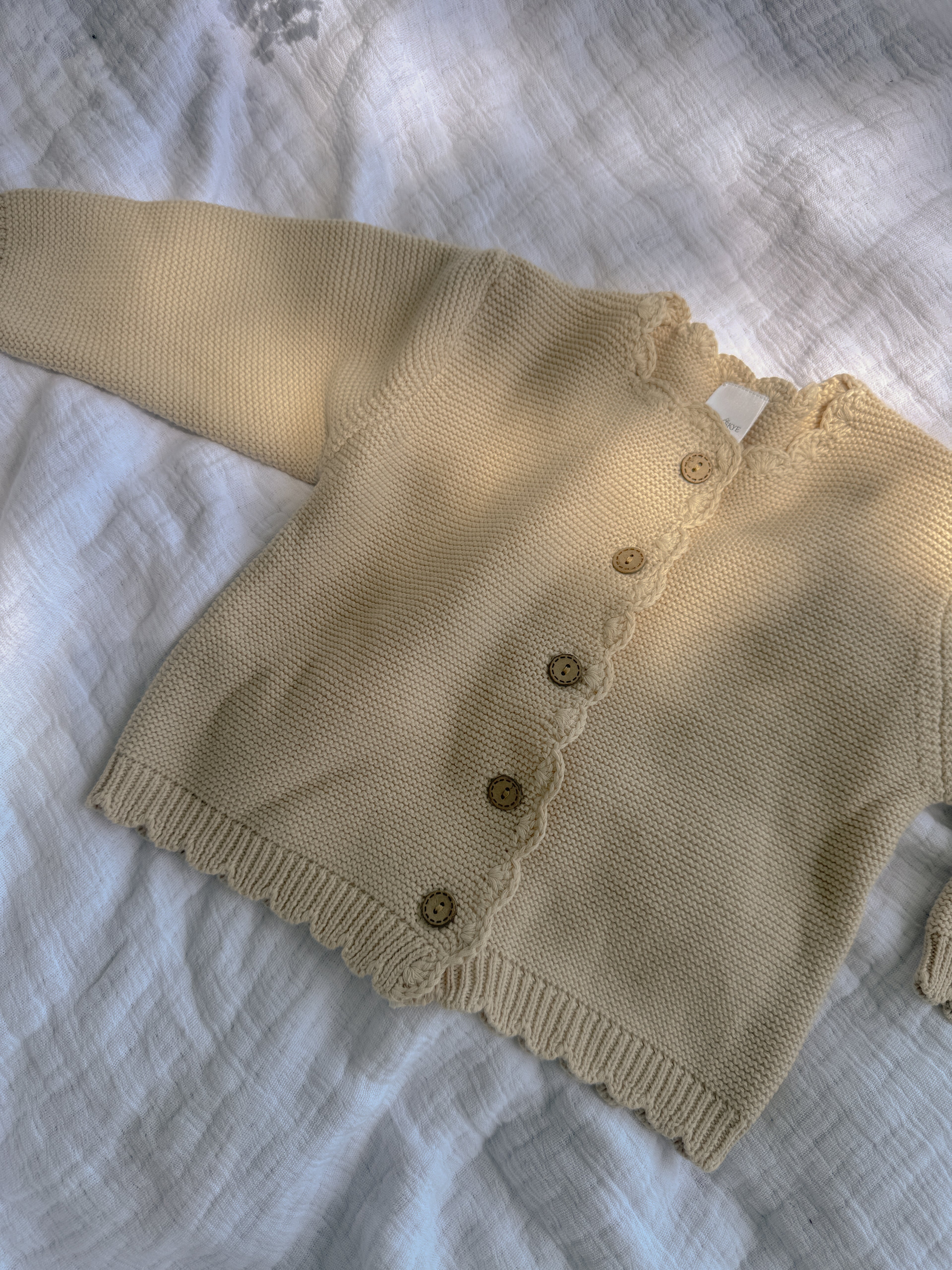 Cream Knitted Cardigan Sweater