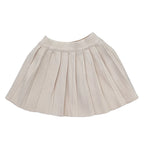 Cream Pleated Elastic Waist Skirt