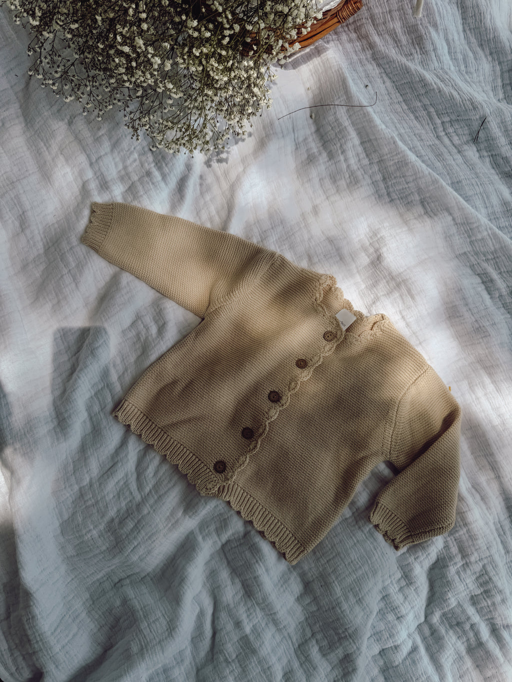 Cream Knitted Cardigan Sweater