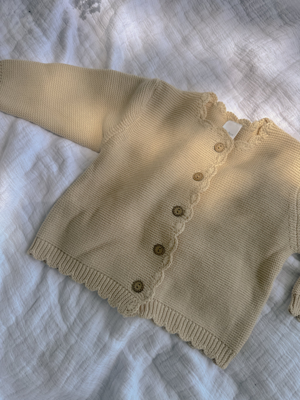 Cream Knitted Cardigan Sweater
